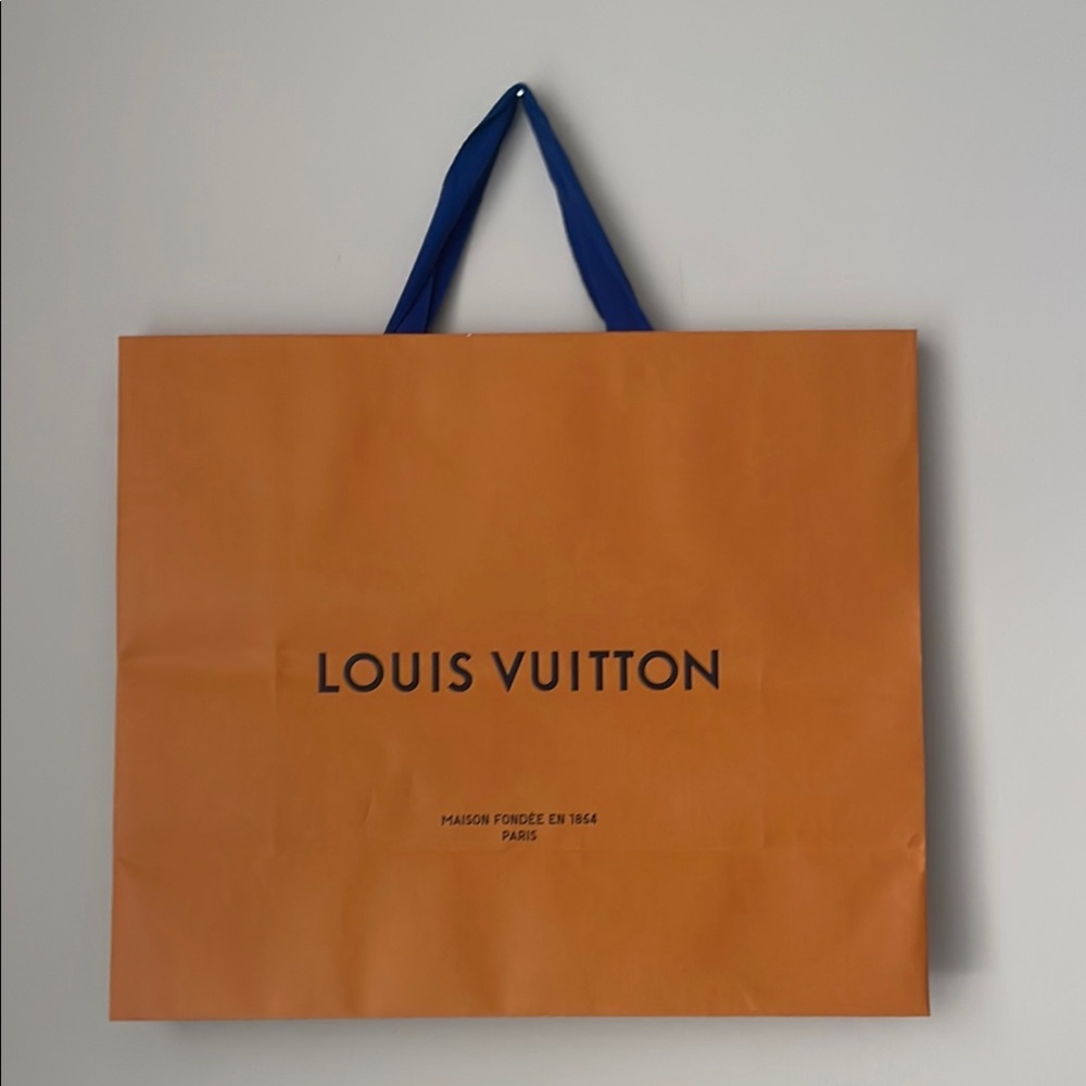 Louis Vuitton Bold Orange Bag with Blue Handles